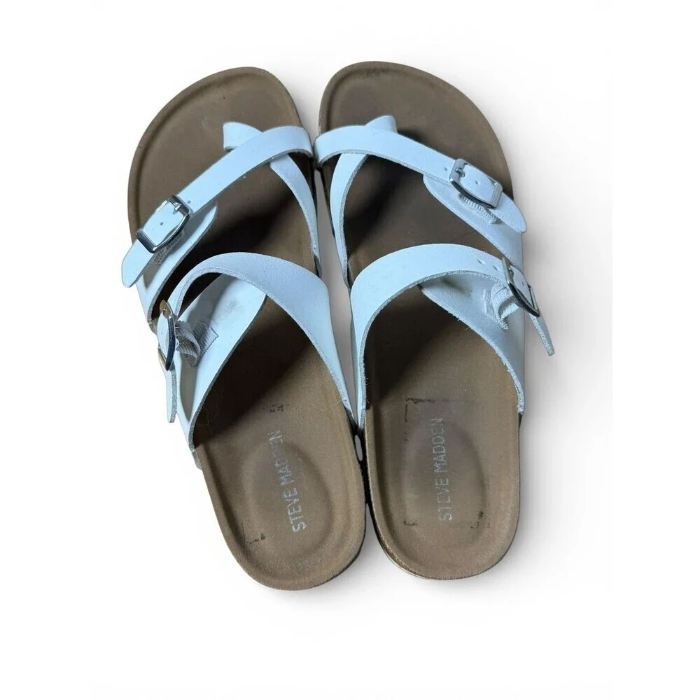 Madden Girl Bryceee Strappy Footbed White Sandal Kids Youth Size 5